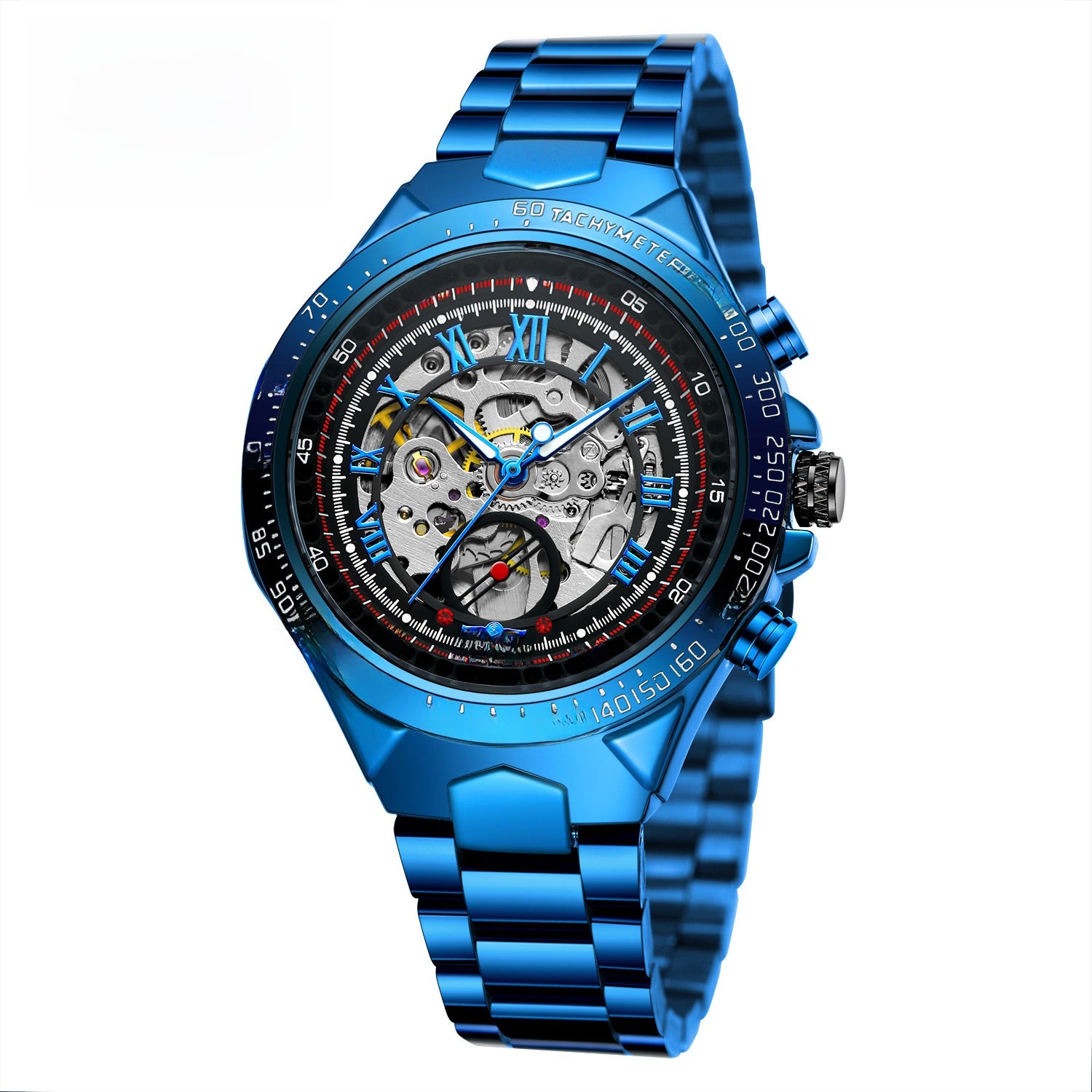 Mens Gold Skeleton Automatic Mechanical Watch
