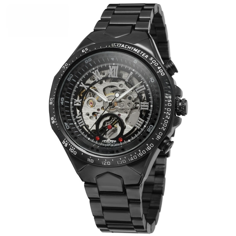 Mens Gold Skeleton Automatic Mechanical Watch