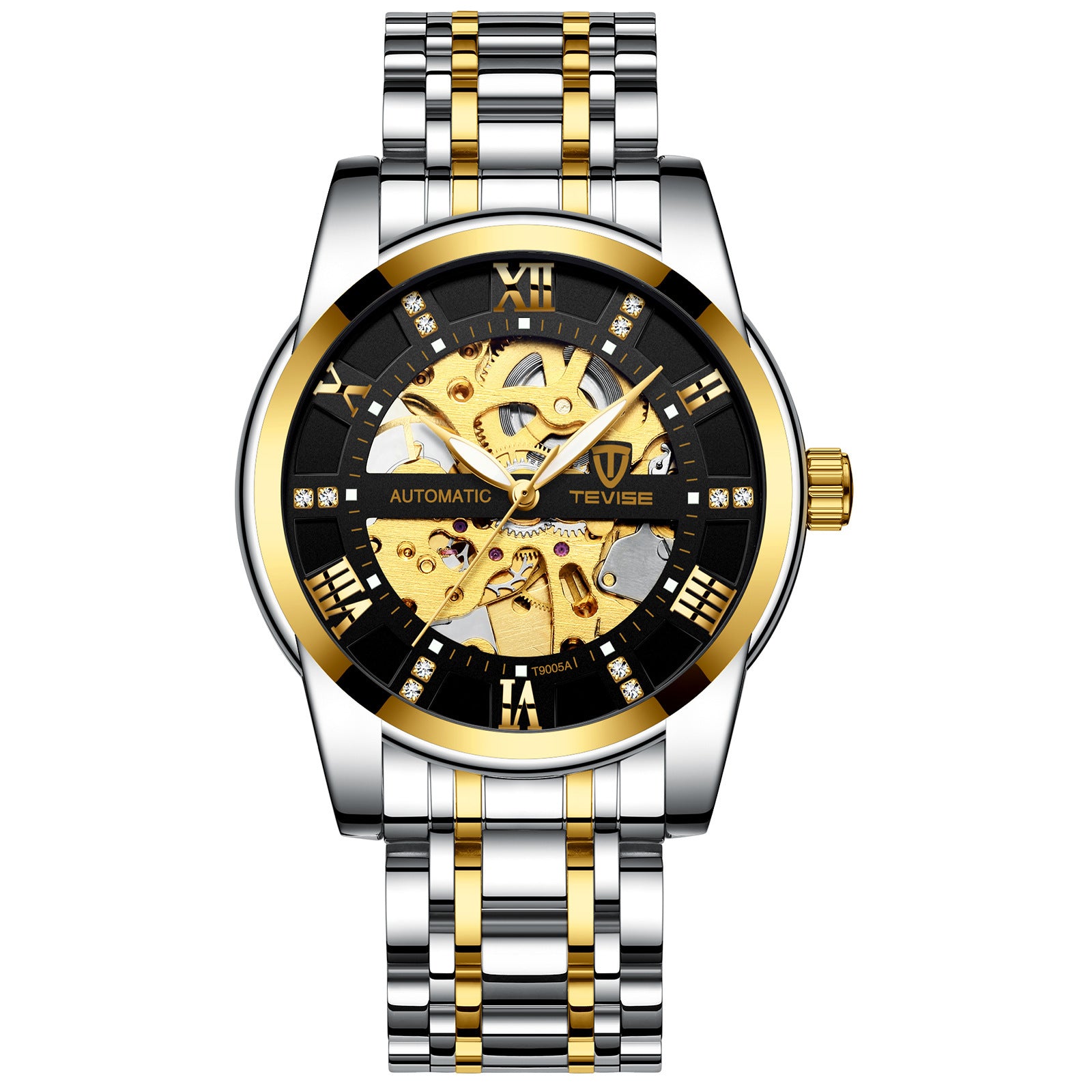 Men’s Skeleton Automatic Watch, Hollow Dial Mechanical Timepiece, Stainless Steel Bracelet, Luxury Gift for Him