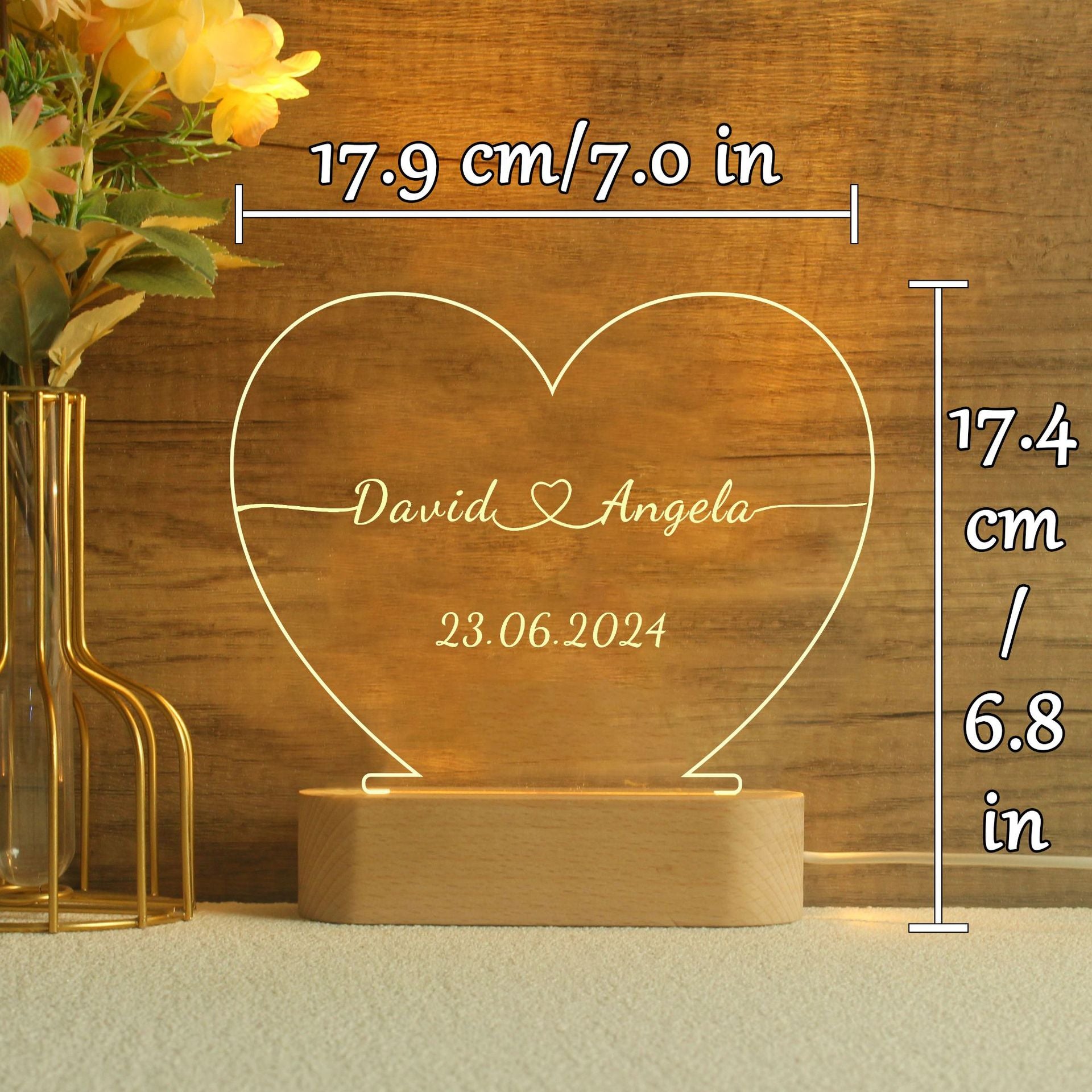 Romantic Heart LED Night Light Perfect Valentines Day Gift