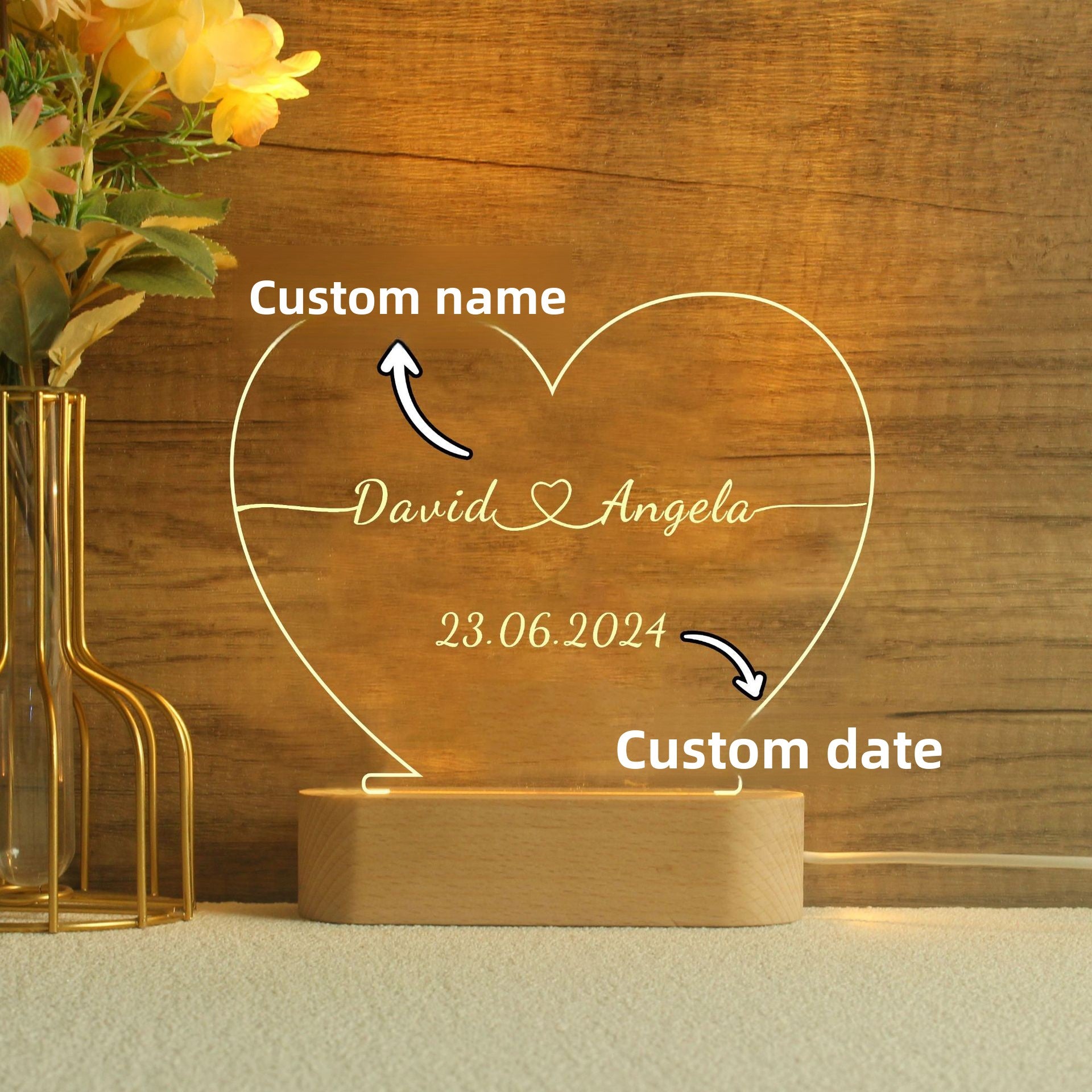 Romantic Heart LED Night Light Perfect Valentines Day Gift