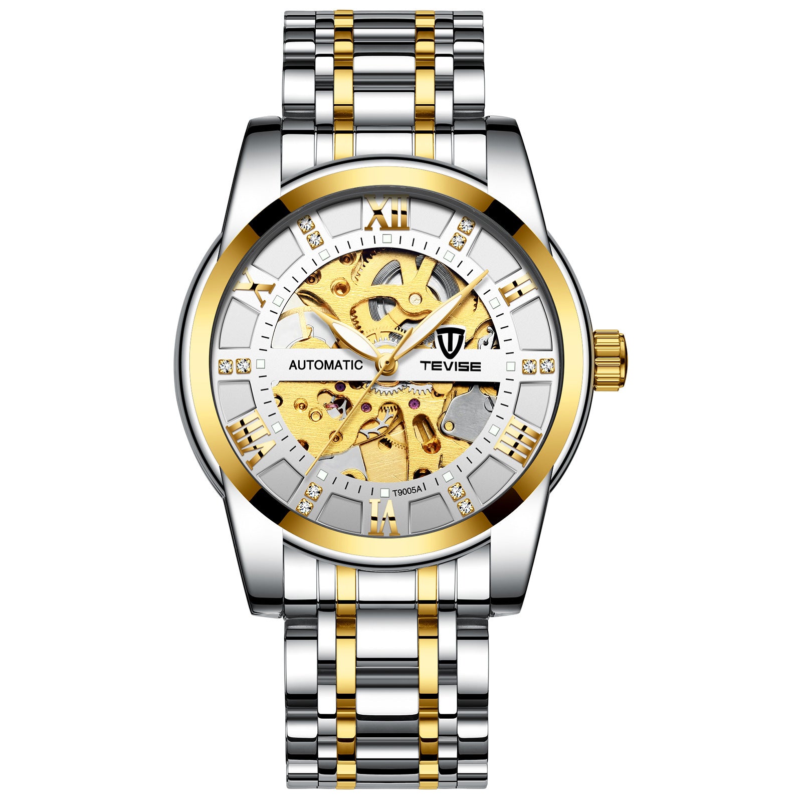 Men’s Skeleton Automatic Watch, Hollow Dial Mechanical Timepiece, Stainless Steel Bracelet, Luxury Gift for Him