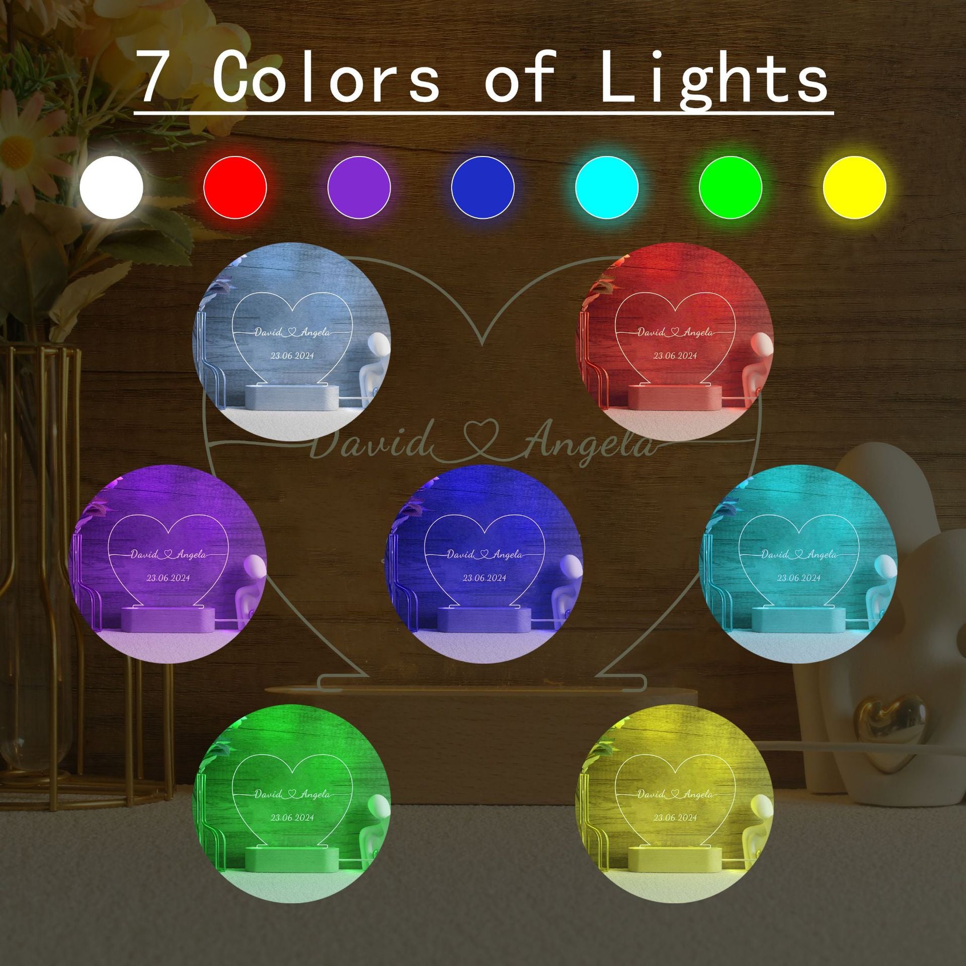 Romantic Heart LED Night Light Perfect Valentines Day Gift