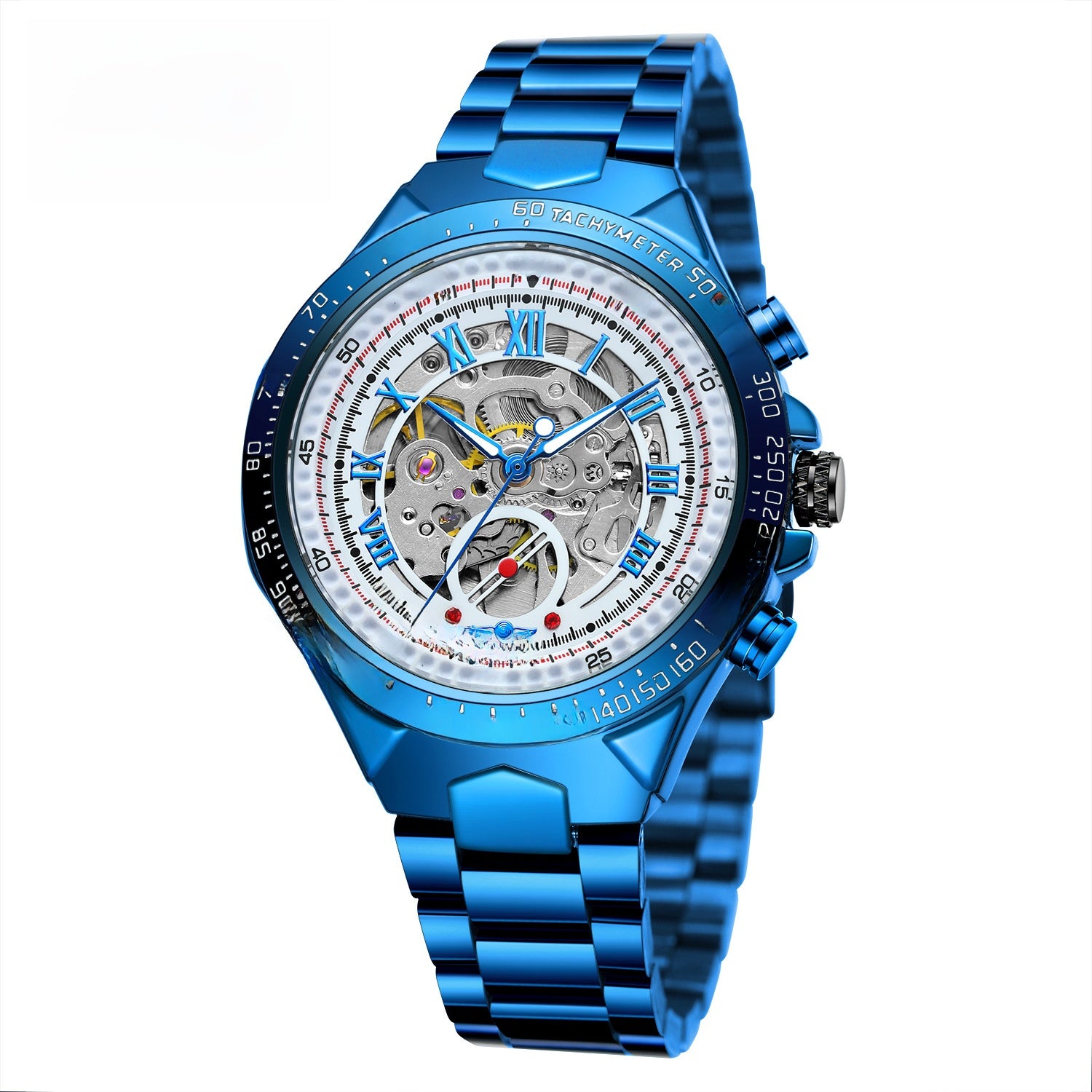 Mens Gold Skeleton Automatic Mechanical Watch
