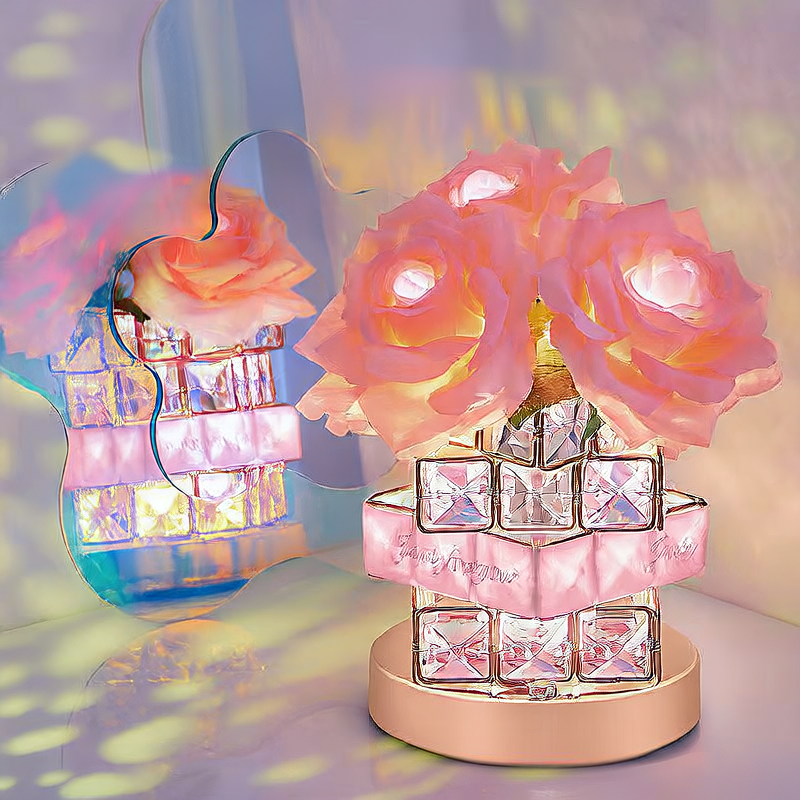 Warm Crystal Night Light Soft Ambient LED Bedside Lamp with Elegant Crystal Glow