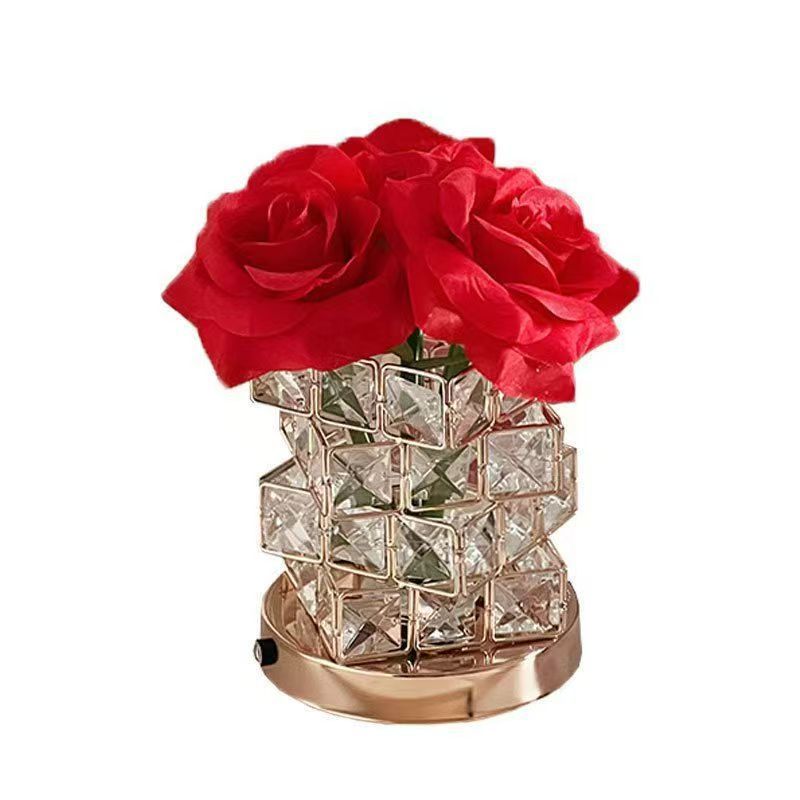 Warm Crystal Night Light Soft Ambient LED Bedside Lamp with Elegant Crystal Glow