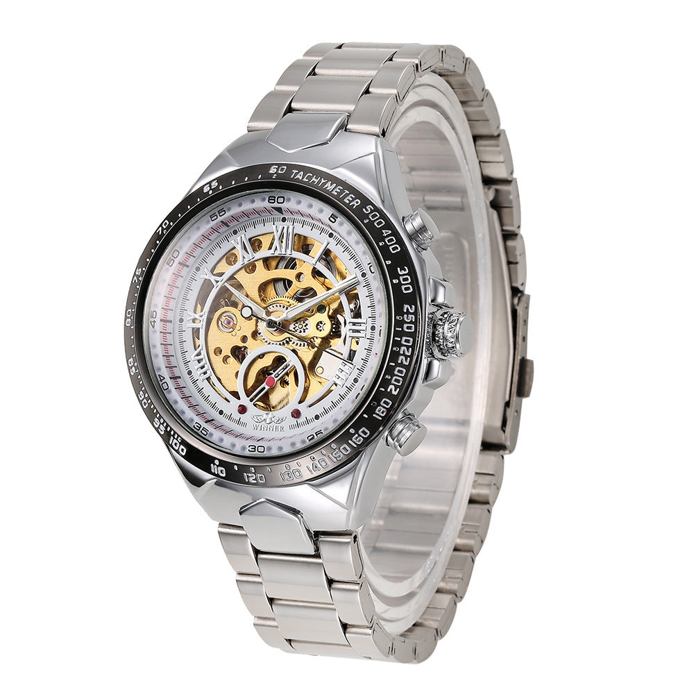 Mens Gold Skeleton Automatic Mechanical Watch