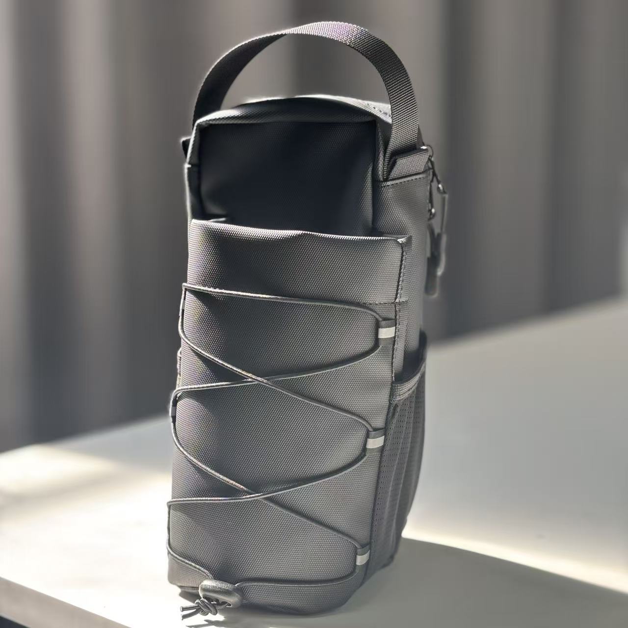 Magnetic Gym Water Bottle Bag with Phone Holder, Keys Pocket & Strap