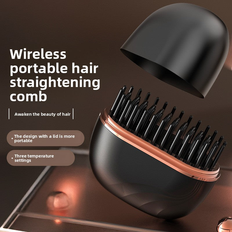 Mini Hair Straightening Comb Portable Heated Comb for Smooth Hair