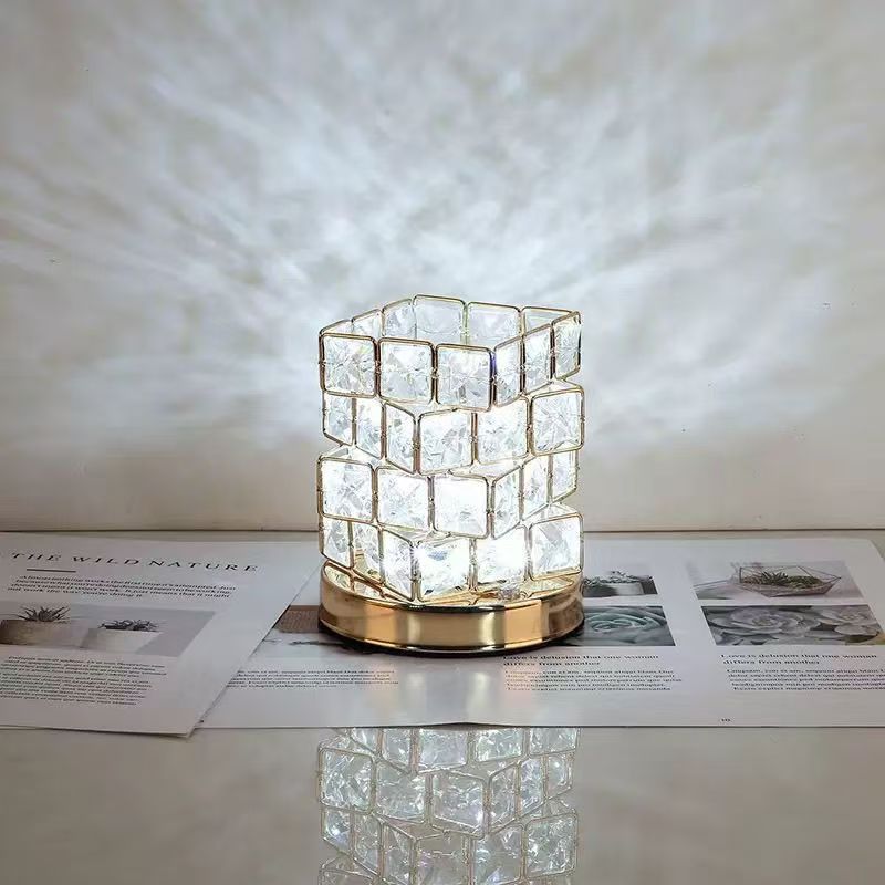 Warm Crystal Night Light Soft Ambient LED Bedside Lamp with Elegant Crystal Glow