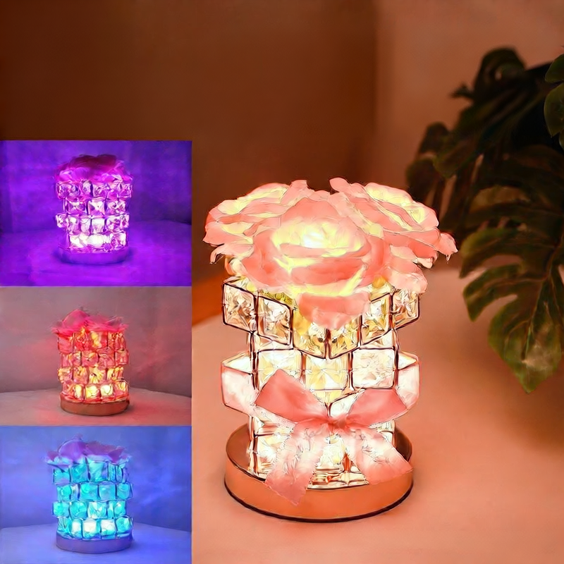 Warm Crystal Night Light Soft Ambient LED Bedside Lamp with Elegant Crystal Glow